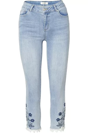 Broderi jeans kvinder hvid farve | FASHIOLA.dk