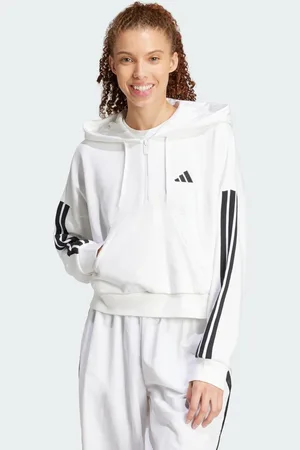adidas Essentials 3-Stripes French Terry Quarter-Zip hættetrøje