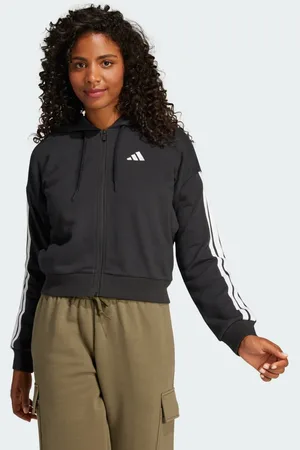 adidas Essentials 3-Stripes French Terry Full-Zip hættetrøje