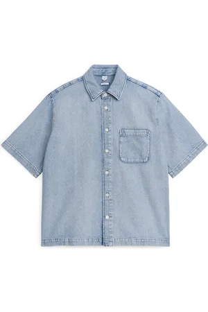 ARKET Mænd Denimskjorter - Oversized Short-Sleeve Denim Shirt