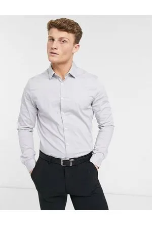 ASOS Grå arbejdsskjorte med stretch i slim fit