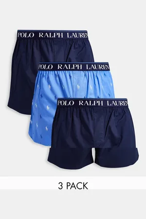 Ralph Lauren Pakke med 3 par vævede boksershorts i marineblå med logo-taljebånd