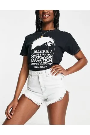 Topshop Kiri - Superafblegede denimshorts-Blå