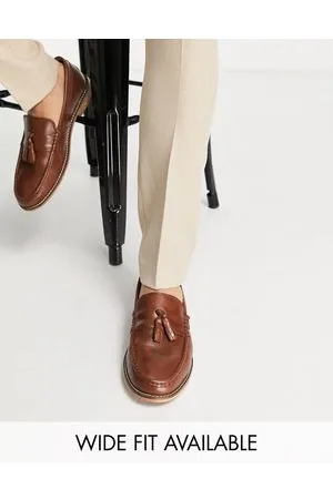 ASOS Lysebrune loafers i læder med kvast og sål i naturmateriale fra