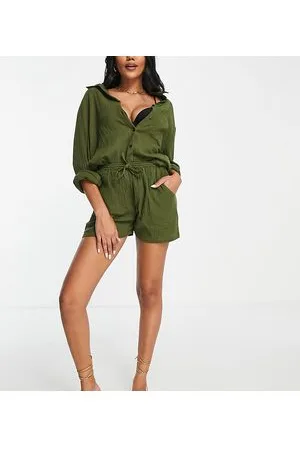 Esmée Kakifarvede strandshorts - Del af sæt - Kun hos ASOS-Grøn
