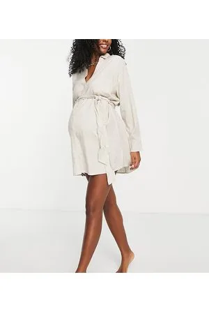 ASOS Maternity - Naturfarvet strand-skjortekjole med bælte-Neutral