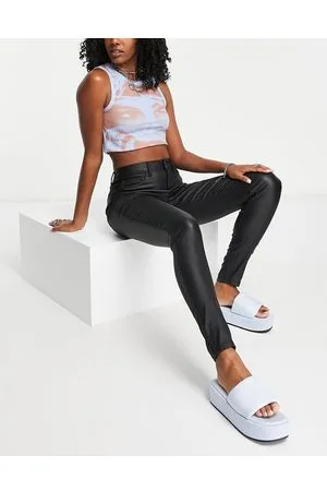 Noisy May Callie - Sorte skinny-jeans med belægning