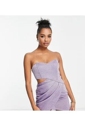 Jaded Rose Pink bandeau-minikjole med slå-om-front og glimmer-Lilla