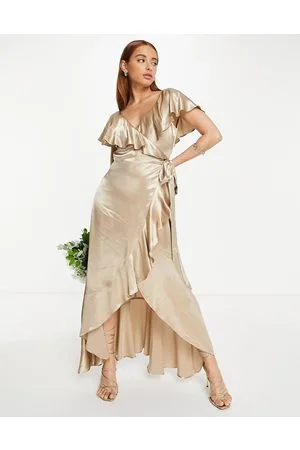 Topshop Brudepige - Slå-omkjole med flæser i satin