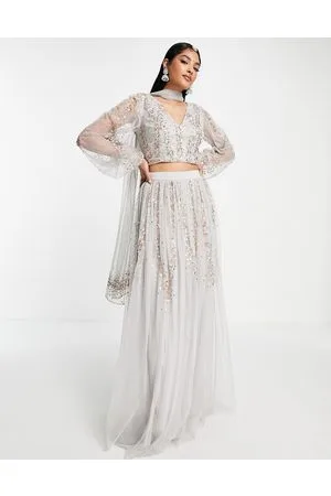 Maya Deluxe Lehenga-maxinederdel med udsmykning overalt