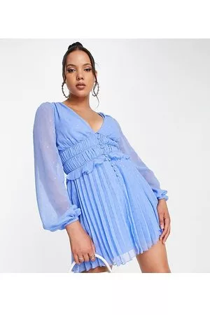ASOS ASOS DESIGN Tall - Plisseret mininederdel med rynker og knapper i metalfarvet dobby i