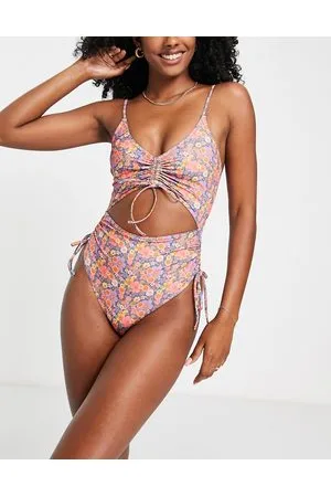 Topshop Multifarvet badedragt med print - BLACK-Sort