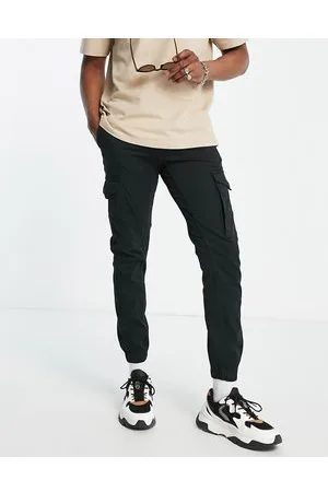 JACK & JONES Intelligence — Sorte cargobukser med manchetter