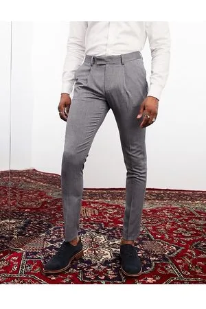 Noak Premium - Blå skinny-habitbukser med mikrotekstur og tovejs-stretch