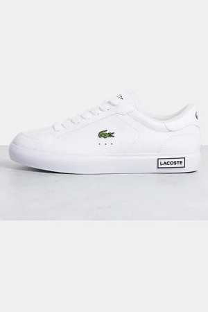 Lacoste Powercourt - Tredobbelt hvide sneakers i læder