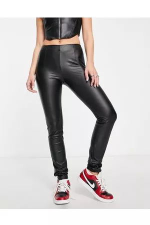 Noisy May Sorte leggings i imiteret læder