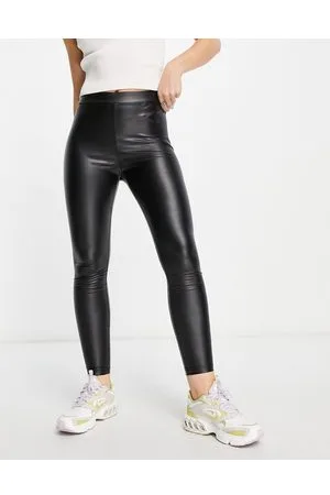 JDY Sorte leggings med læderlook