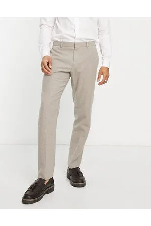River Island Ecrufarvede smalle habitbukser i flannel-Neutral