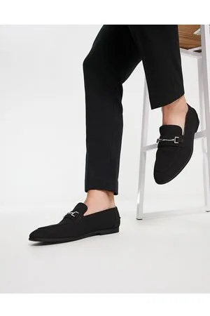 ASOS Sorte loafers i imiteret ruskind med spændedetalje fra