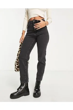 Stradivarius Smalle mom-jeans med stretch i bomuld