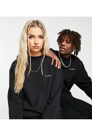 COLLUSION Sorte unisex sweatshirt med logoprint