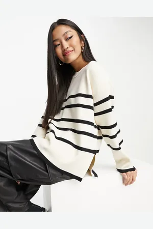 VERO MODA Hvid striktrøje med sorte striber-Multifarvet