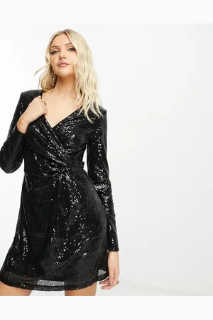 EDITED the label Slå om-minikjole med pailletter-Black