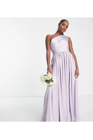 ANAYA Brudepiger - Lyslilla oneshoulder-kjole med slids ved låret i satin