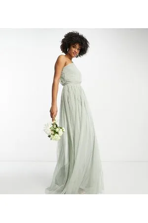 ANAYA Anaya With Love Tall - Brudepiger - Salviegrøn oneshoulder-maxikjole i tyl