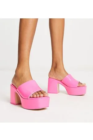 Public Desire Ariel - Plateau-mules i varm pink lak - Kun hos ASOS-Lyserød