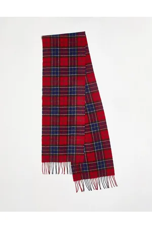 Barbour Rødt skotskternet tørklæde i lammeuld