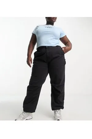 I Saw It First Curve I Saw It First Plus - Lavtaljede sorte denim-joggingbukser - Kun hos ASOS