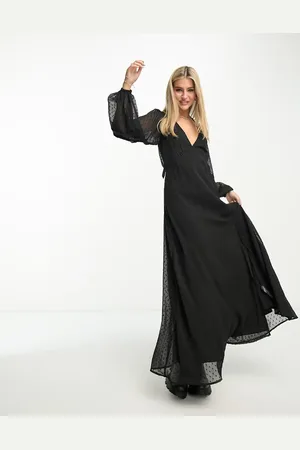 Miss Selfridge Dobby langærmet maxikjole i chiffon