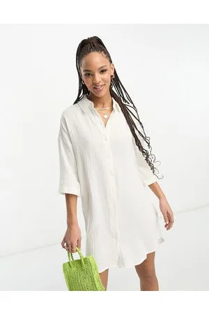 VERO MODA Oversized skjortekjole med tekstur