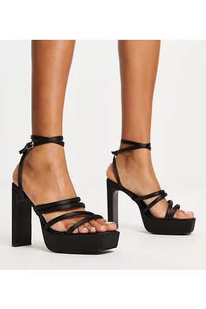 Public Desire Viola - Sorte sandaler med plateau-hæl i satin