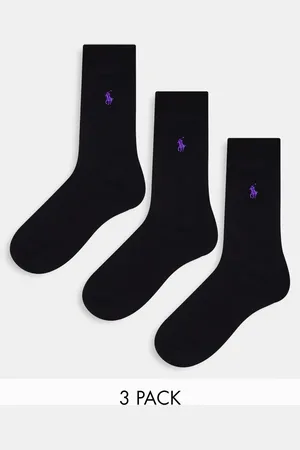 Ralph Lauren Pakke med 3 par sorte strømper med ponylogo i egyptisk bomuld