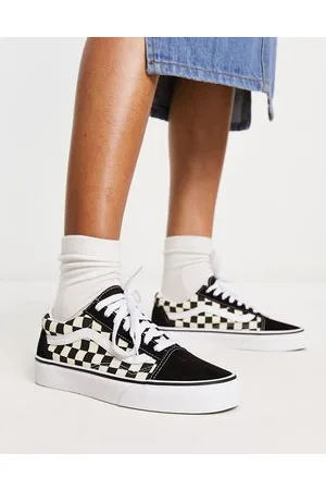 Vans Old Skool - Hvide og sorte skakternede sneakers