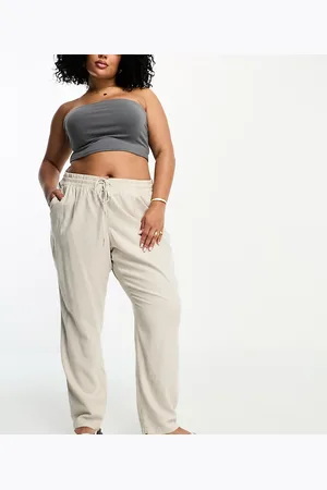VERO MODA Tapered bukser i hørblanding-Neutral