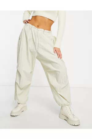 Basic Pleasure Mode Oversized cargobukser med løbesnor i taljen i ecrufarve-Neutral