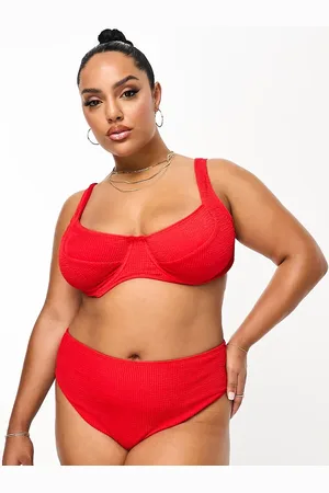 Pieces® Pieces Curve - Røde bikinioverdel med bøjle - Kun hos ASOS