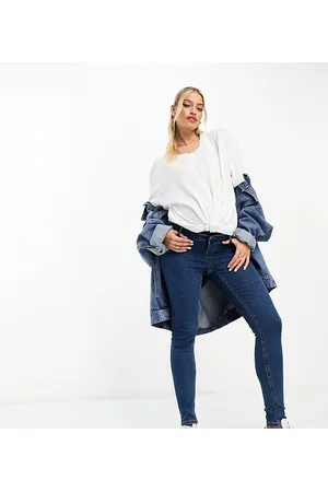 ASOS ASOS DESIGN Maternity - Blå skinny-jeans med taljekant over maven