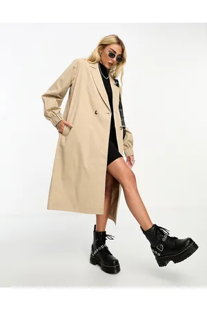 Noisy May Oversized beige trenchcoat-Hvid