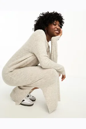 VERO MODA Strikket sweater-midikjole i cremehvid