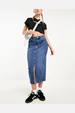 Noisy May Midinederdel i denim