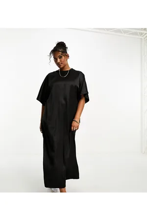ASOS ASOS DESIGN Curve - Oversized T-shirt-midikjole i satin
