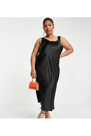 ASOS ASOS DESIGN Curve - slip-midikjole med dyb, rund hals i satin