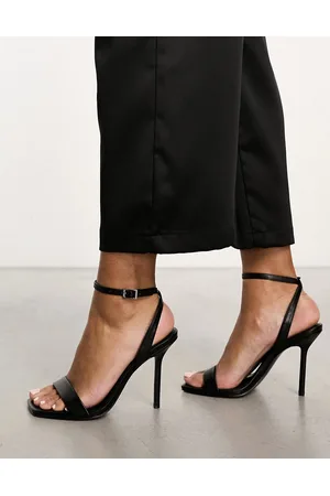ASOS Nali - Sorte barely there-sandaler med hæl i PU