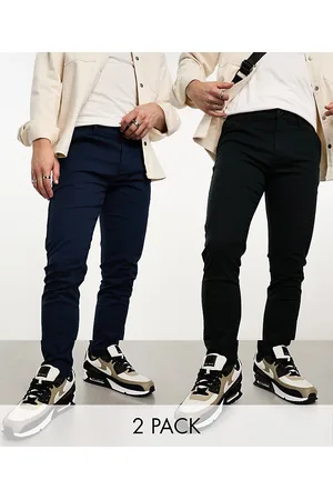 ASOS Pakke med 2 par skinny-chinobukser i sort og marineblå