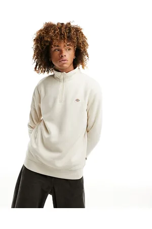Dickies Oakport - Beige sweatshirt i fleece med 1/4-lynlås-Neutral
