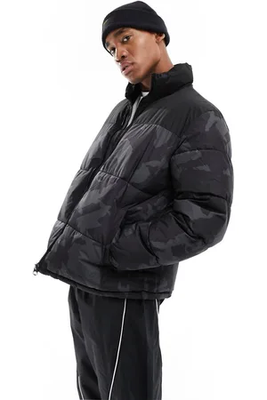 Only & Sons Oversized dynejakke med print i sort i firkantet pasform